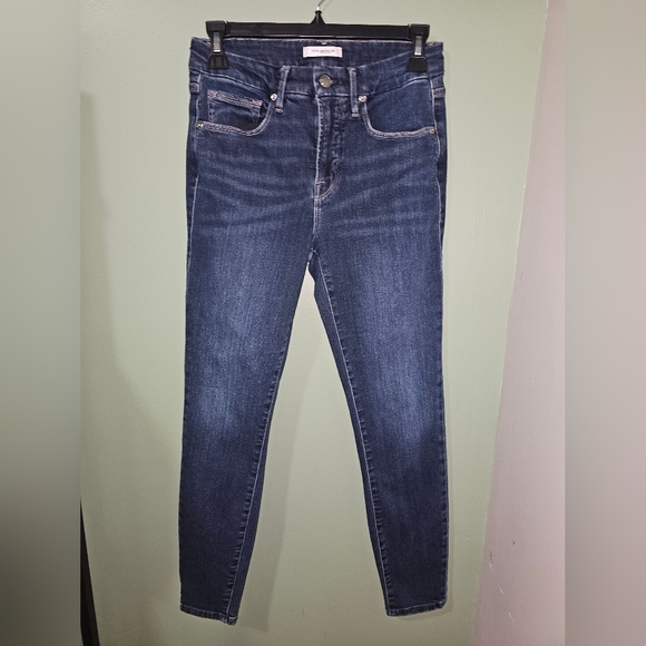 Good American Good Legs Crop Jeans Zip Fly Blue 260 - Picture 1 of 4